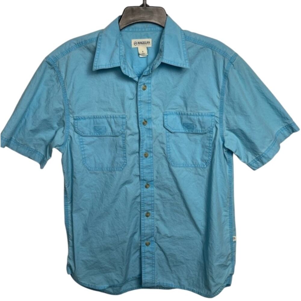 Magellan Outdoors Men's Small Blue Fishing Shirt - S/S 100% Cotton Hiking